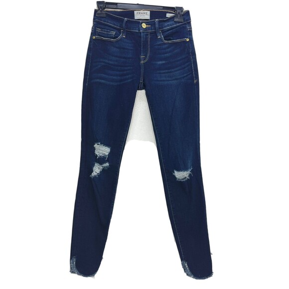 Frame Women's Le Skinny De Jeanne Blue Denim Jeans 5 Pockets Low Rise Size 26 - Picture 1 of 4